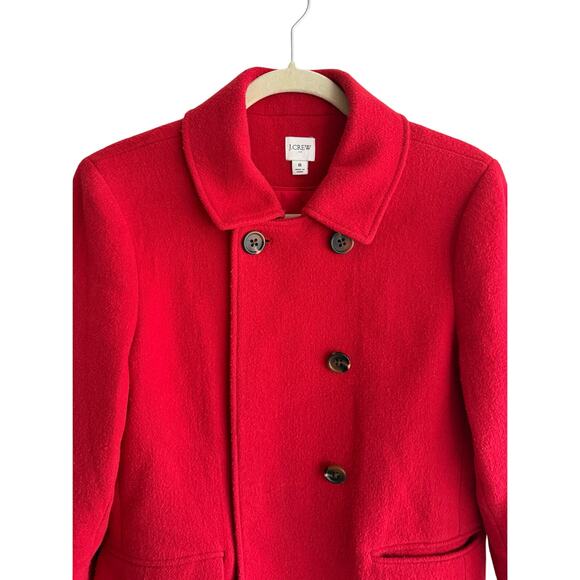 J.Crew Women’s Red Wool Blend Peacoat Size 8 classic preppy - Picture 5 of 9